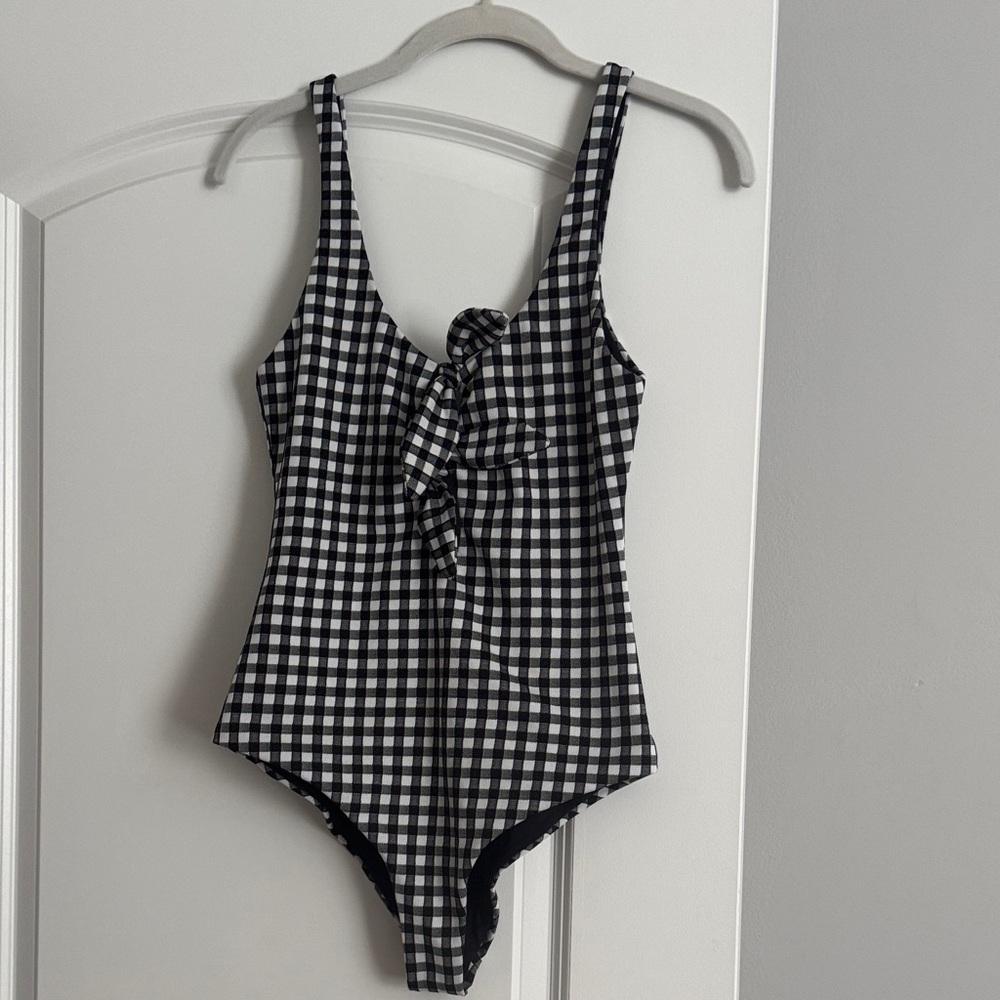 Mara Hoffman Black and White Gingham One-Piece Swimsuit